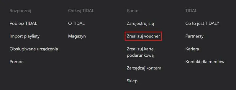 Gdzie kupić voucher Tidal